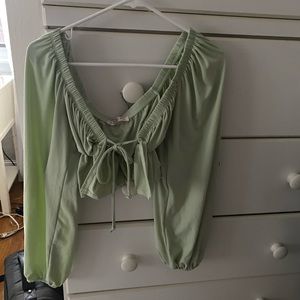 Grey bandit green tie top